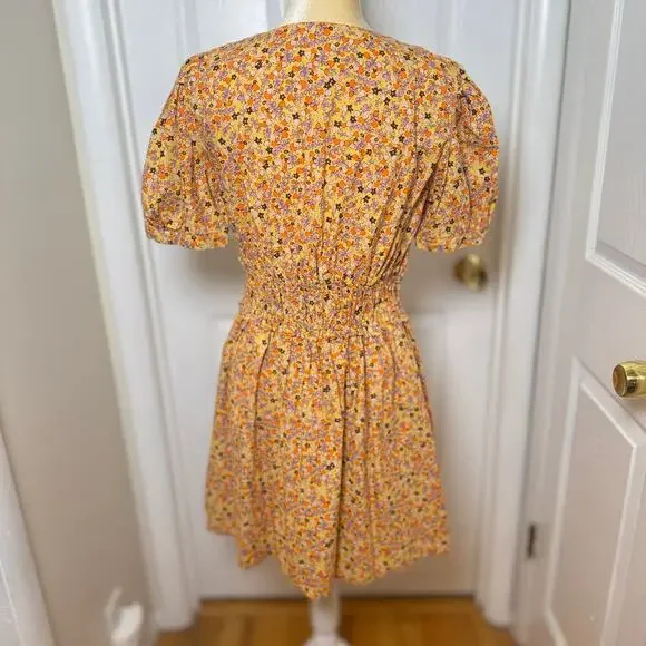 Free People Pennie Floral Mini Dress Yellow - Size Medium - Picture 6 of 9